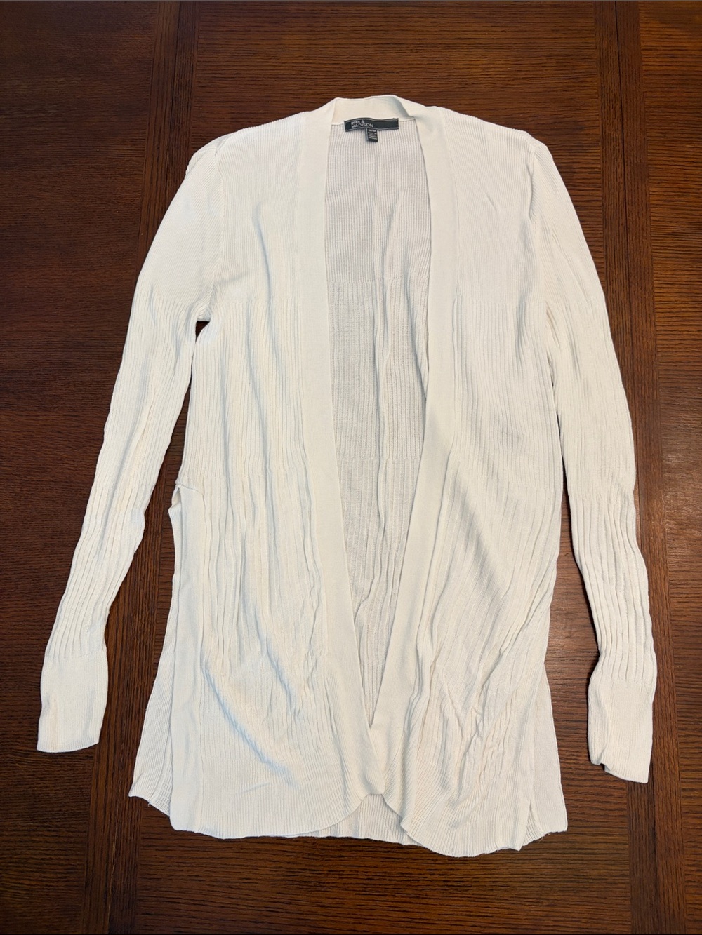 89th & Madison White Open-Front Ribbed Cardigan